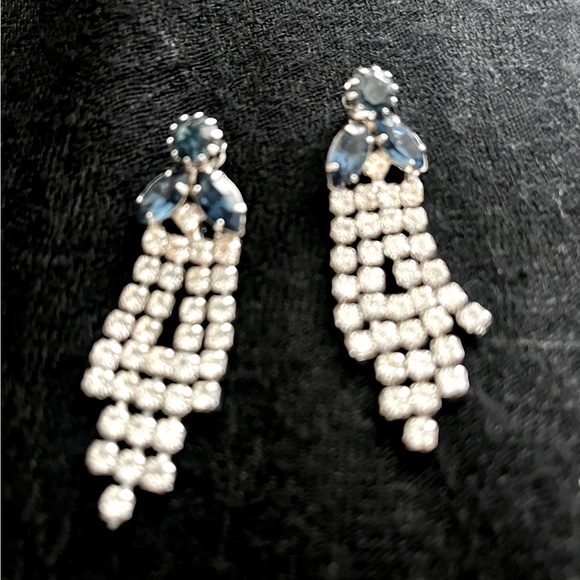 1980’s costume ‘diamond & sapphire’ necklace/earring set - Picture 5 of 8